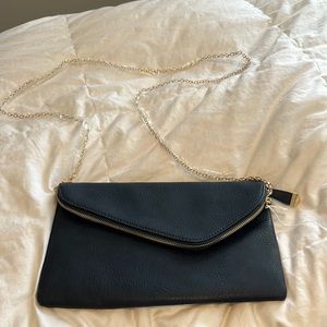Navy Blue Clutch Purse with Removable Chain